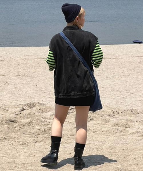 kutir(クティール)の「デニムベスト(ベスト・レディース・ライトブルー/ブラック・FREE)」の15枚目の写真