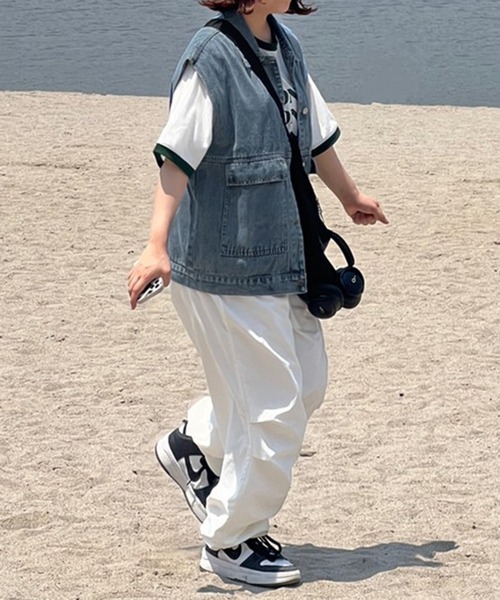 kutir(クティール)の「デニムベスト(ベスト・レディース・ライトブルー/ブラック・FREE)」の7枚目の写真