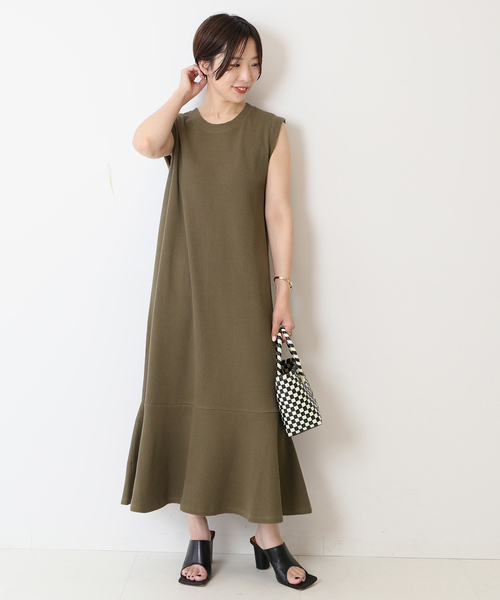 journal standard L'essage（ジャーナルスタンダードレサージュ）の「ワッフルノースリーブワンピース（ワンピース・レディース・ブラック/カーキ/マスタード・FREE）」の19枚目の写真