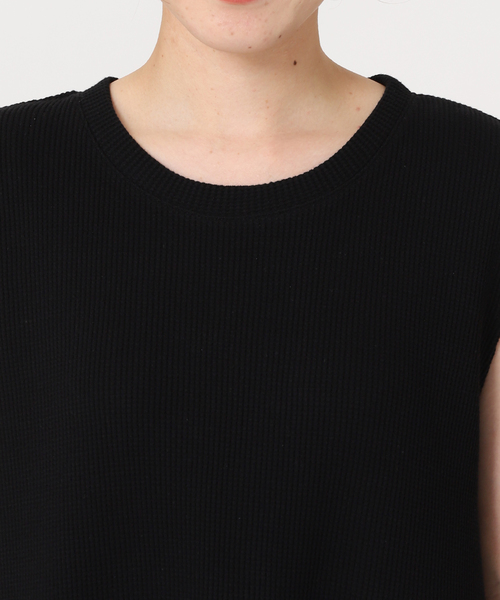 journal standard L'essage（ジャーナルスタンダードレサージュ）の「ワッフルノースリーブワンピース（ワンピース・レディース・ブラック/カーキ/マスタード・FREE）」の5枚目の写真