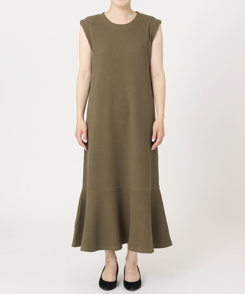 journal standard L'essage（ジャーナルスタンダードレサージュ）の「ワッフルノースリーブワンピース（ワンピース・レディース・ブラック/カーキ/マスタード・FREE）」の9枚目の写真