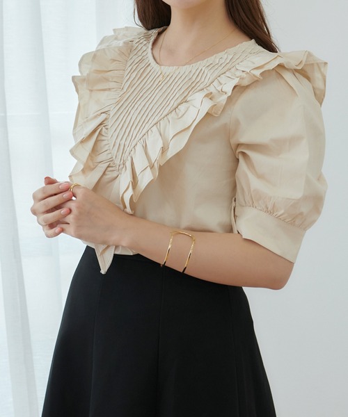 Lamoa（ラモア）の「Lamoa/フリル ボリューム ブラウス（シャツ/ブラウス・レディース・ブルー/ベージュ/ホワイト・FREE）」の3枚目の写真