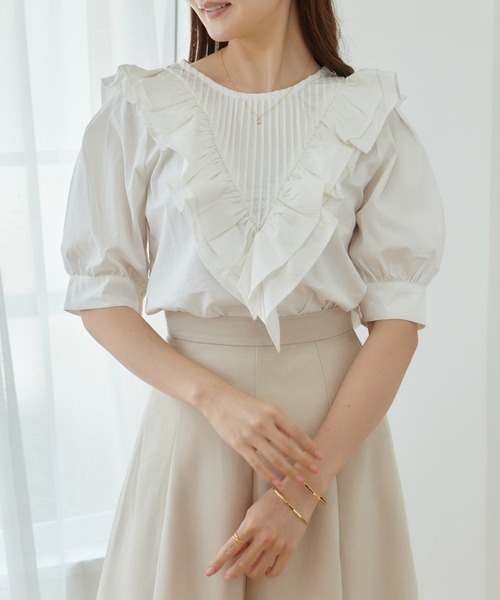 Lamoa（ラモア）の「Lamoa/フリル ボリューム ブラウス（シャツ/ブラウス・レディース・ブルー/ベージュ/ホワイト・FREE）」の4枚目の写真