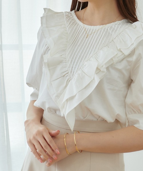 Lamoa（ラモア）の「Lamoa/フリル ボリューム ブラウス（シャツ/ブラウス・レディース・ブルー/ベージュ/ホワイト・FREE）」の6枚目の写真