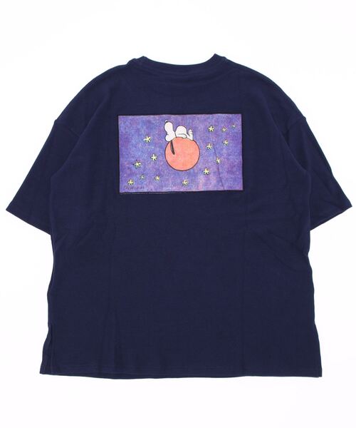 POPPINS（ポピンズ）の「【PEANUTS(ピーナッツ)】スヌーピー/バックプリントワッフルTシャツ C(POPPINS)（Tシャツ/カットソー・レディース・ホワイト/ネイビー・FREE）」の4枚目の写真