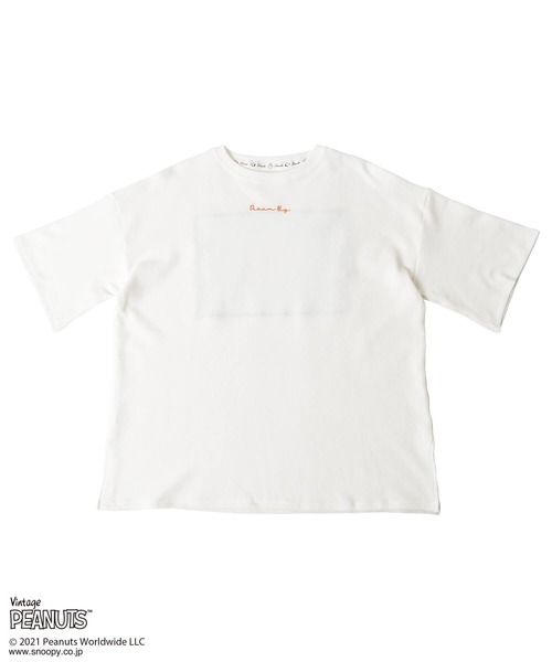 POPPINS（ポピンズ）の「【PEANUTS(ピーナッツ)】スヌーピー/バックプリントワッフルTシャツ C(POPPINS)（Tシャツ/カットソー・レディース・ホワイト/ネイビー・FREE）」の9枚目の写真