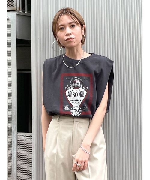 Ungrid（アングリッド）の「ヴィンテージロゴノースリタンクトップ（タンクトップ・レディース・チャコールグレー/オフホワイト/ピンク・FREE）」の4枚目の写真