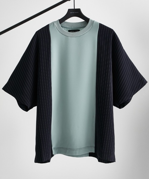 UNITED TOKYO(ユナイテッドトウキョウ)の「サイドストライプドルマンTシャツ(Tシャツ/カットソー・メンズ・ブラック/ミント/アイボリー・1/2)」の1枚目の写真