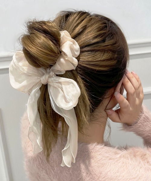 apres jour（アプレジュール）の「【apres jour×ARIAZ】シュシュリボン（シュシュ・レディース・ライトグレー/ブラック/ベージュ/ピンクベージュ・FREE）」の4枚目の写真