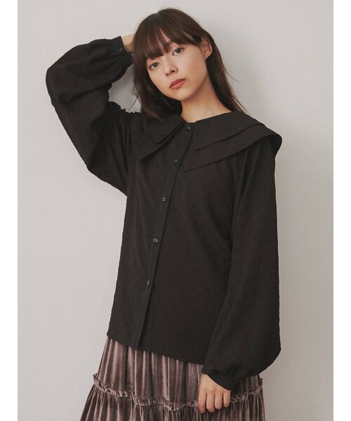 merry jenny（メリージェニー）の「Wカラーflowerブラウス（シャツ/ブラウス・レディース・オフホワイト/ブラック・FREE）」の7枚目の写真