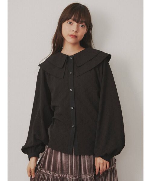 merry jenny（メリージェニー）の「Wカラーflowerブラウス（シャツ/ブラウス・レディース・オフホワイト/ブラック・FREE）」の5枚目の写真