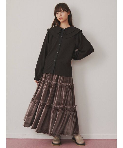 merry jenny（メリージェニー）の「Wカラーflowerブラウス（シャツ/ブラウス・レディース・オフホワイト/ブラック・FREE）」の12枚目の写真