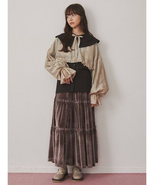 merry jenny（メリージェニー）の「Wカラーflowerブラウス（シャツ/ブラウス・レディース・オフホワイト/ブラック・FREE）」の6枚目の写真