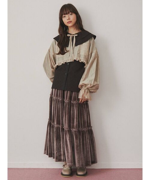 merry jenny（メリージェニー）の「Wカラーflowerブラウス（シャツ/ブラウス・レディース・オフホワイト/ブラック・FREE）」の4枚目の写真