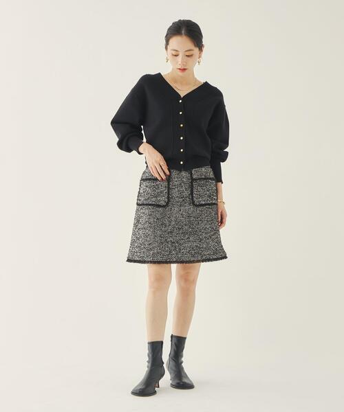 EMMEL REFINES（エメルリファインズ）の「＜EMMEL REFINES（エメル リファインズ）＞EM ツイード ミニスカート（スカート・レディース・ブラック・XS/S/M）」の9枚目の写真