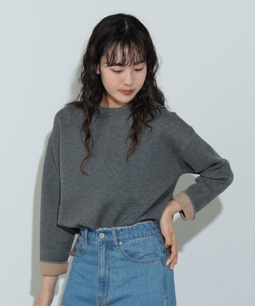配色リバーシブル ニットプルオーバー（ウォッシャブル