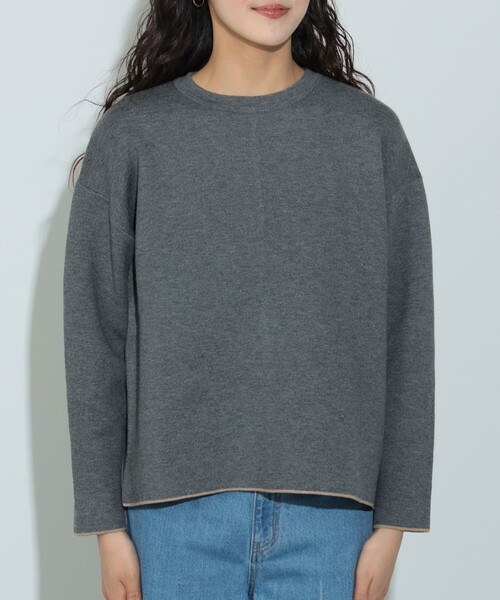 ニット セーター 配色 リバーニット プルオーバー レディース BEAMS HEART ニット セーター 配色リバーシブル ニットプル