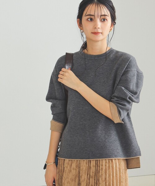 ニット セーター 配色 リバーニット プルオーバー レディース BEAMS HEART ニット セーター 配色 リバーニット プルオーバー
