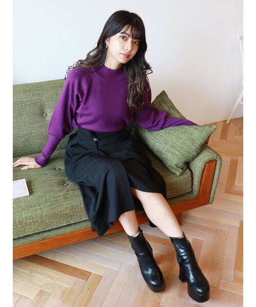 MURUA(ムルーア)の「モダンボトルネックニット(ニット/セーター・レディース・ブラック/パープル/アイボリー/モカ・FREE)」の11枚目の写真