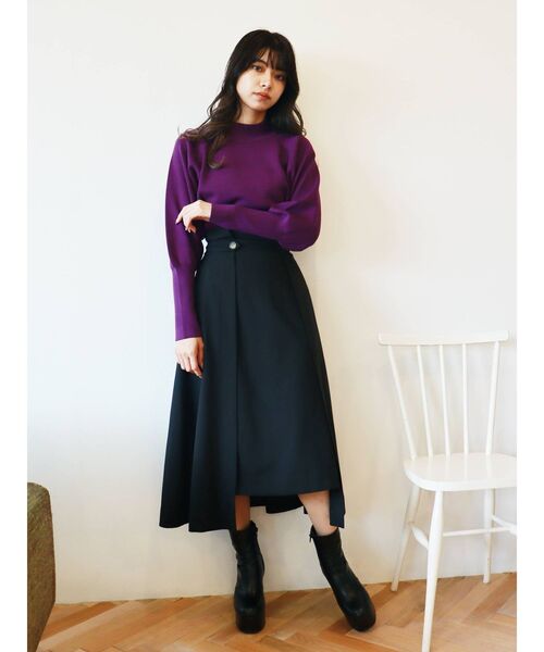 MURUA(ムルーア)の「モダンボトルネックニット(ニット/セーター・レディース・ブラック/パープル/アイボリー/モカ・FREE)」の14枚目の写真