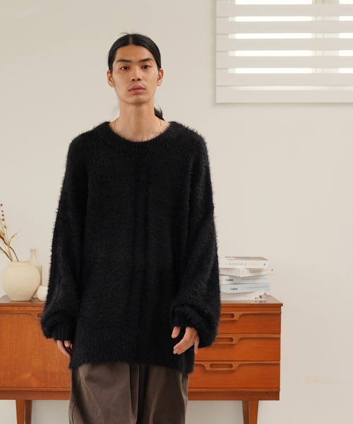 シャギーUネックニット CLEIO フリーサイズ セール】U-neck shaggy knit pullover / Uネックシャギーニット