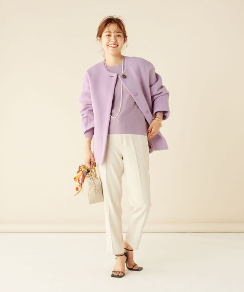 NOLLEY’S（ノーリーズ）の「カーブ袖プルオーバーニット（ニット/セーター・レディース・ベージュ/ピンク/ブルー/ラベンダー・1/2）」の8枚目の写真