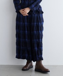☆日本製 Plantation ウールコットン チェック クロップドパンツ