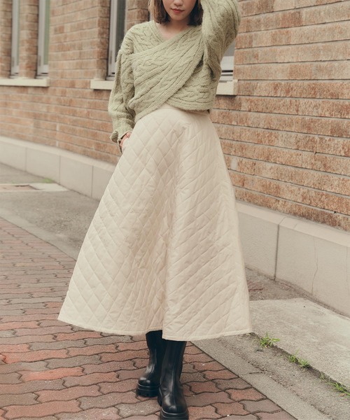 titivate（ティティベイト）の「ｷﾙﾃｨﾝｸﾞﾌﾚｱｽｶｰﾄ（スカート・レディース・アイボリー/グレイッシュベージュ/ブラック・M/L/S）」の10枚目の写真