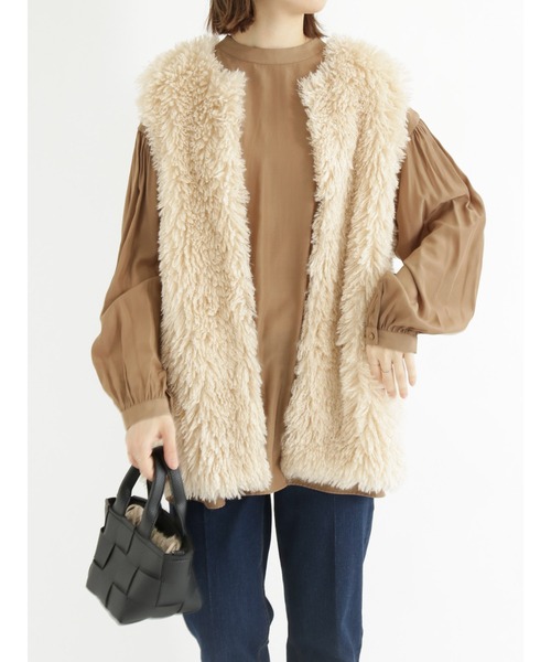 Samansa Mos2 blue（サマンサモスモスブルー）の「前後2way裾ギャザーチュニックブラウス（シャツ/ブラウス・レディース・ブルー/キャメル/チャコール・ﾌﾘ-）」の3枚目の写真