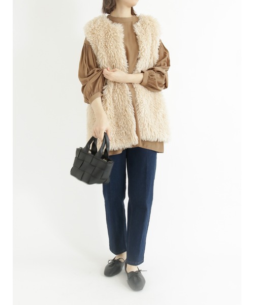 Samansa Mos2 blue（サマンサモスモスブルー）の「前後2way裾ギャザーチュニックブラウス（シャツ/ブラウス・レディース・ブルー/キャメル/チャコール・ﾌﾘ-）」の4枚目の写真