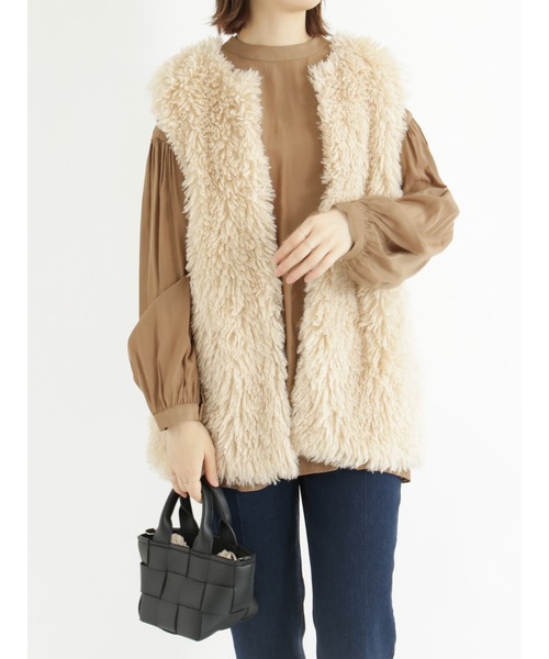 Samansa Mos2 blue（サマンサモスモスブルー）の「前後2way裾ギャザーチュニックブラウス（シャツ/ブラウス・レディース・ブルー/キャメル/チャコール・ﾌﾘ-）」の6枚目の写真