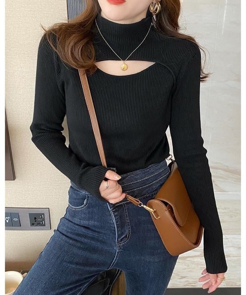 Ritzy(リッツィー)の「フロントオープンデザインカットソー(Tシャツ/カットソー・レディース・ブラック/ベージュ/カーキ/モカ/ホワイト・FREE)」の8枚目の写真