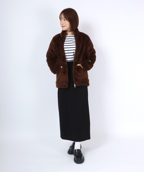 Champion(チャンピオン)の「Champion(チャンピオン) シャギーボアフリース ジップアップブルゾン レディース/スタンドネックジャケット(ブルゾン・レディース・モカ/ベージュ/ホワイト/ブラウン/ブラック・M/L)」の15枚目の写真