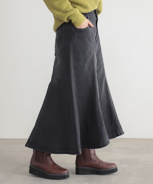 n'OrLABEL（ノアールレーベル）の「【機能素材】『パウダー裏起毛デニムマーメイドスカート』（デニムスカート・レディース・インディゴブルー/ブラック/ブルー・2/1）」の2枚目の写真