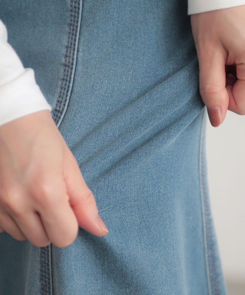 n'OrLABEL（ノアールレーベル）の「【機能素材】『パウダー裏起毛デニムマーメイドスカート』（デニムスカート・レディース・インディゴブルー/ブラック/ブルー・2/1）」の8枚目の写真