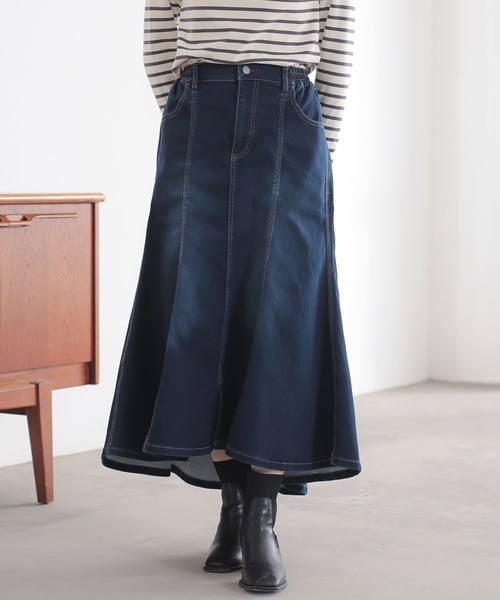 n'OrLABEL（ノアールレーベル）の「【機能素材】『パウダー裏起毛デニムマーメイドスカート』（デニムスカート・レディース・インディゴブルー/ブラック/ブルー・2/1）」の22枚目の写真