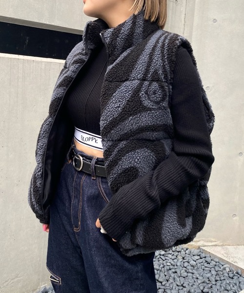 WHO'S WHO gallery（フーズフーギャラリー）の「ウェーブボアベスト（ダウンベスト・レディース・カーキ/アイボリー/ブラック・FREE）」の14枚目の写真