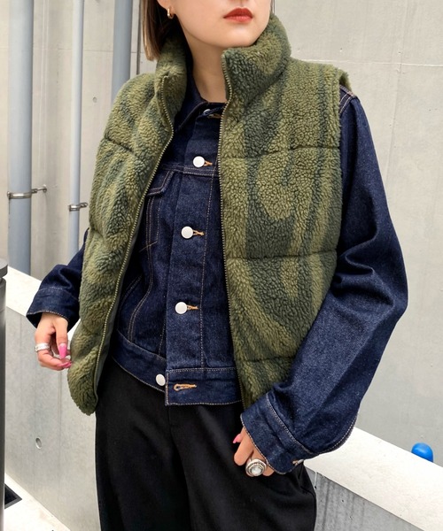 WHO'S WHO gallery（フーズフーギャラリー）の「ウェーブボアベスト（ダウンベスト・レディース・カーキ/アイボリー/ブラック・FREE）」の9枚目の写真