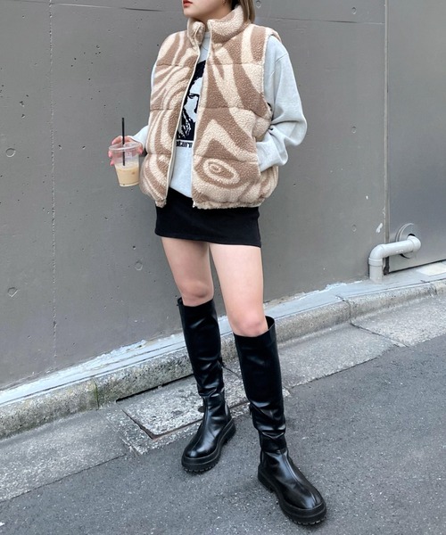 WHO'S WHO gallery（フーズフーギャラリー）の「ウェーブボアベスト（ダウンベスト・レディース・カーキ/アイボリー/ブラック・FREE）」の13枚目の写真