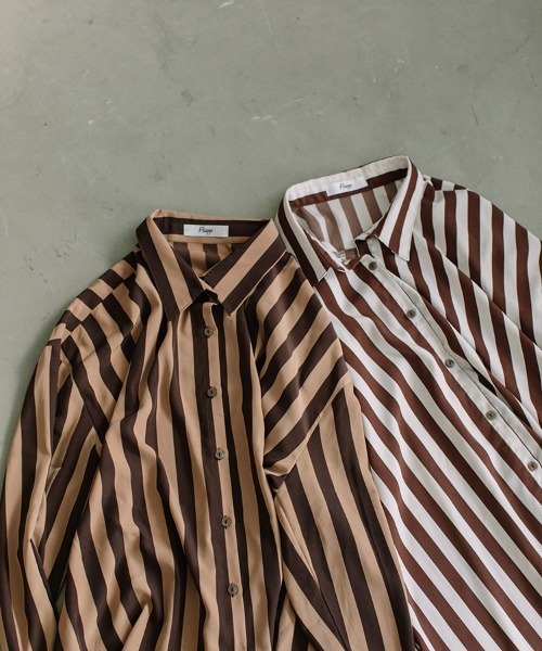 Flugge(フラッジー)の「stripe SH/ストライプシャツ(シャツ/ブラウス・レディース・ベージュ系その他/ホワイト×ブラウン・FREE)」の11枚目の写真