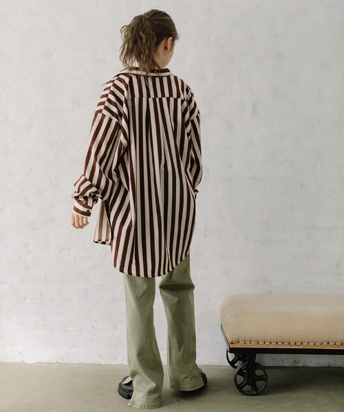 Flugge(フラッジー)の「stripe SH/ストライプシャツ(シャツ/ブラウス・レディース・ベージュ系その他/ホワイト×ブラウン・FREE)」の14枚目の写真