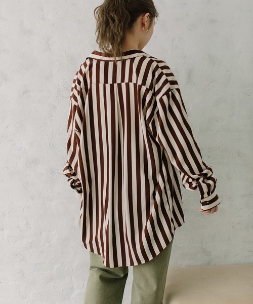 Flugge(フラッジー)の「stripe SH/ストライプシャツ(シャツ/ブラウス・レディース・ベージュ系その他/ホワイト×ブラウン・FREE)」の16枚目の写真