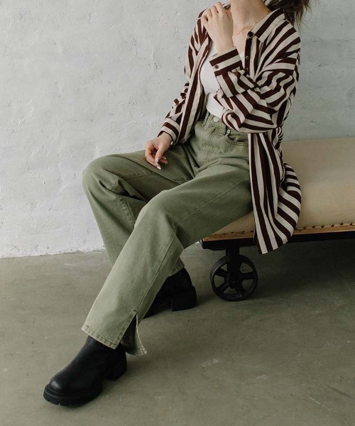 Flugge(フラッジー)の「stripe SH/ストライプシャツ(シャツ/ブラウス・レディース・ベージュ系その他/ホワイト×ブラウン・FREE)」の15枚目の写真