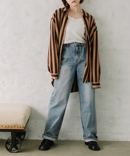 Flugge(フラッジー)の「stripe SH/ストライプシャツ(シャツ/ブラウス・レディース・ベージュ系その他/ホワイト×ブラウン・FREE)」の18枚目の写真