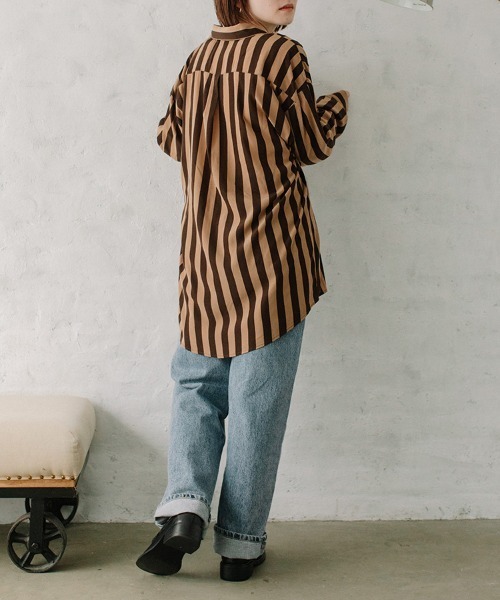 Flugge(フラッジー)の「stripe SH/ストライプシャツ(シャツ/ブラウス・レディース・ベージュ系その他/ホワイト×ブラウン・FREE)」の19枚目の写真
