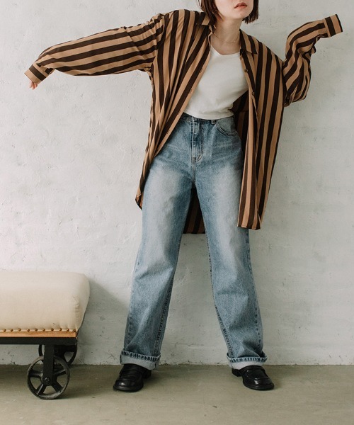 Flugge(フラッジー)の「stripe SH/ストライプシャツ(シャツ/ブラウス・レディース・ベージュ系その他/ホワイト×ブラウン・FREE)」の20枚目の写真