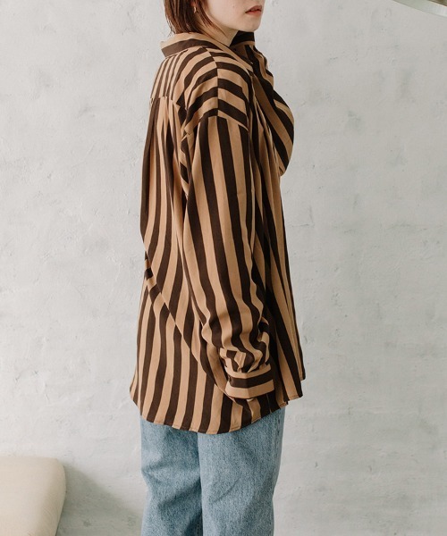 Flugge(フラッジー)の「stripe SH/ストライプシャツ(シャツ/ブラウス・レディース・ベージュ系その他/ホワイト×ブラウン・FREE)」の22枚目の写真