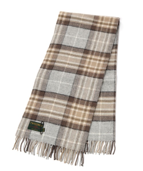 A part by(アパートバイ)の「【TWEEDMILL/ツイードミル】チェックストール(マフラー・レディース・ベージュ/レッド・FREE)」の2枚目の写真