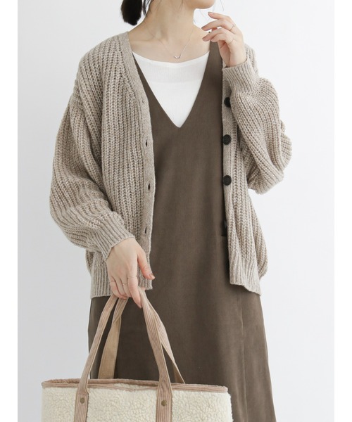 Samansa Mos2 blue（サマンサモスモスブルー）の「◎ルーズニットカーディガン（カーディガン/ボレロ・レディース・グレー/ブルー/パープル/ベージュ/グリーン/イエロー・ﾌﾘ-）」の3枚目の写真