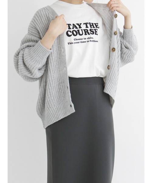 Samansa Mos2 blue（サマンサモスモスブルー）の「◎ルーズニットカーディガン（カーディガン/ボレロ・レディース・グレー/ブルー/パープル/ベージュ/グリーン/イエロー・ﾌﾘ-）」の2枚目の写真